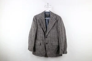 Vintage 70s Rockabilly Mens 44R Wool Harris Tweed Houndstooth Sport Coat Jacket - Picture 1 of 16