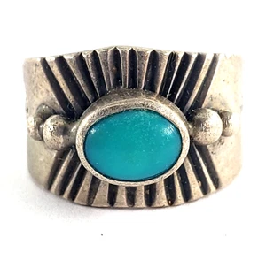 FANNIE PLATERO Signed Navajo Sterling Silver Ring Size 6 Turquoise Native VTG - Picture 1 of 7