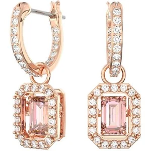 Swarovski Women's Earrings Millenia Octagon Cut Pink Stone Rose Gold 5649474 - Picture 1 of 4