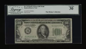 DBR 1934-A $100 FRN New York Mule Fr. 2153-Bm Legacy 30 Serial B15436986A - Picture 1 of 2