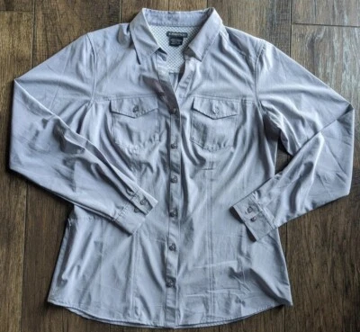 ExOfficio Para Hombres Mediano (48 en Pecho) Gris Ventilado Espalda Manga con Pestaña Enrollable Abotonada Foto 1 de 4