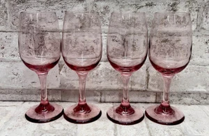 Vintage Set Of 4 Libbey Premier Rose Pink Wine Glasses Goblets NOS - Picture 1 of 8