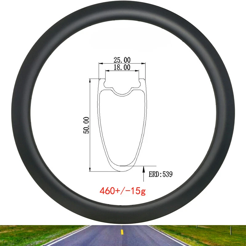 Disco de llanta de carbono para bicicleta de carretera 700C 50*25 mm o cubierta de freno en V sin cámara 16-36 orificios Foto 1 de 4