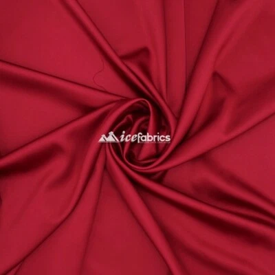 Burgundy_  Armani Stretch Silky Satin Fabric Sold By The Yard_ Heavy Thick _ - Image 1 of 4