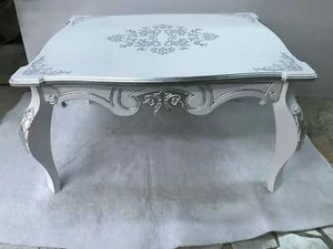 TAVOLINO RETTANGOLARE IN LEGNO BIANCO E ARGENTO - Imagen 1 de 1