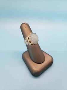 Michael Valitutti “NH” Stamped Moon Stone Sterling Silver and Gold Accents Ring - Picture 1 of 6