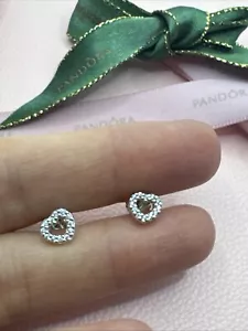 Pandora BE MY VALENTINE Genuine Silver HEARTS Earring STUDS 290528CZ - Picture 1 of 11