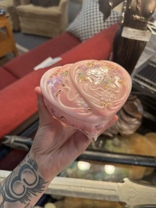 Vintage Fenton Pink Handpainted Glass Trinket Box B. Williams #2928 - Picture 1 of 10