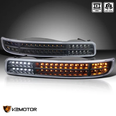 Fits 1999-2006 GMC Sierra Yukon 1500 2500 Black Sequential LED Bumper Lights — 第 1/4 张图片