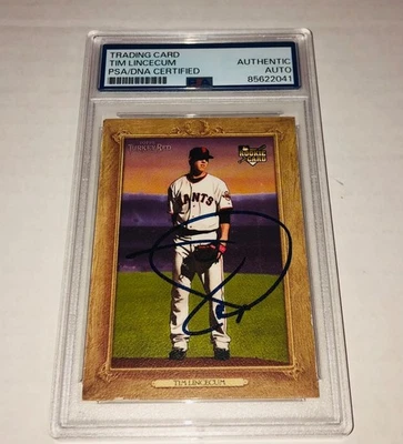 Tim Lincecum 2007 Topps Turkey Red #88 Signed Rookie Card Auto PSA RARE A - Image 1 of 2