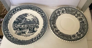 Royal Pilgrim Blue Gray Collection Set Of 2 Small Plates Floral Vintage - Picture 1 of 9
