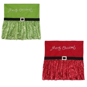 Christmas Chair Cover Sequins Elf Home Table Dinner Chair Seat Covers Decoration - Picture 1 of 10