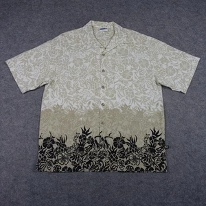 VINTAGE Sideout Shirt Mens Large Beige Black Hawaiian Floral Button Up Camp Surf - Picture 1 of 21