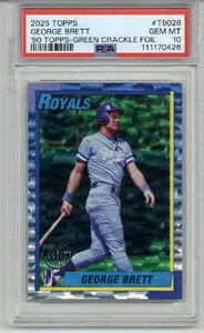 2025 TOPPS 90 TOPPS GREEN CRACKLE FOIL GEORGE BRETT CARD /99 ROYALS PSA 10 POP 1 - Picture 1 of 2