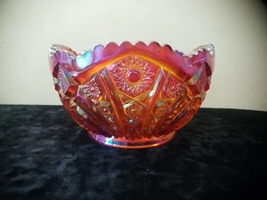 Vintage Indiana Glass Bowl Heirloom Sunset Iridescent Red Amberina Carnival 8" - Picture 1 of 14