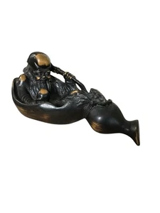 Vintage Bakelite Statue: Old Man/Sage in Gourd Boat - Asian Art Decor - Picture 1 of 14