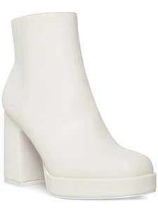 MADDEN GIRL Womens White 1" Platform Activatte Toe Block Heel Booties 8.5 M - Picture 1 of 11