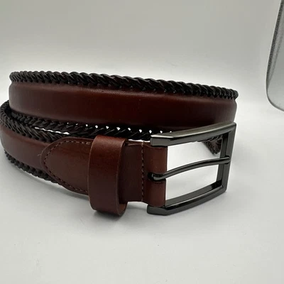 Johnston & Murphy Whipped Stitch cinturón marrón 36” #8322 Gunmetal Western K Foto 1 de 4