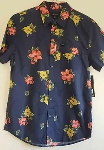 Matix Mens Blue Floral Button Up Hawaiian Shirt Size Small - Picture 1 of 4