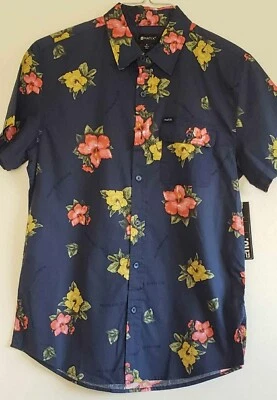 Matix Mens Blue Floral Button Up Hawaiian Shirt Size Small - Image 1 of 4