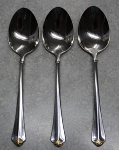 Oneida GOLDEN JUILLIARD Glossy Cube Stainless Flatware 7 1/4" SOUP SPOONS (3) - Picture 1 of 5