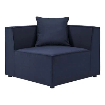 Sofá esquinero tapizado de tela Modway Saybrook para patio exterior en azul marino Foto 1 de 4