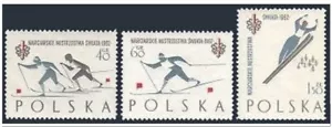 Poland 1046-1048, MNH. Mi 1297-1299. World Ski Championships at Zakopane, 1962. - Picture 1 of 1
