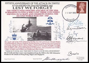 Lest We Forget Hockaday Cubierta Azul Marino Firmada 11 X-Craft Crew inc GODFREY PLACE VC - Imagen 1 de 4