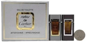 Santos de Cartier (Vintage) Men Duo/2pc Set: 4 ml/.13 oz EDT + After-Shave Mini - Picture 1 of 1