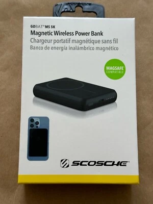 NEW SCOSCHE MAGNETIC WIRELESS POWER BANK MAGSAFE FOR iPHONE COLOR BLACK FAST SHP - Image 1 of 4