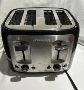BLACK+DECKER 4-Slice Toaster with Extra-Wide Slots, Black/Silver, Model TR1478BD - Picture 1 of 4