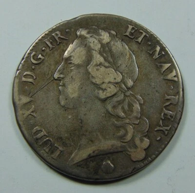 VERY RARE 1751-Q FRANCE 1 ECU .917 SILVER LOUIS XV COIN ~ PERPIGNAN MINT - Image 1 of 2