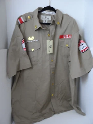 Uniforme masculino escoteiro EUA manga curta adesivos cáqui - Tamanho 2XL - NOVO - Imagem 1 de 4