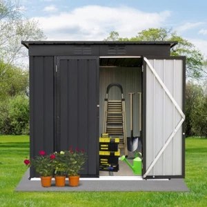 4 x 6 Ft Outdoor Metal Garden Storage Shed Backyard Tools Storage Shed House - Picture 1 of 12