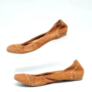 J Crew Anya Damen-Ballerinas braun Veloursleder Nieten versteckter Keilabsatz Größe 6,5 Freizeit - Bild 1 von 11