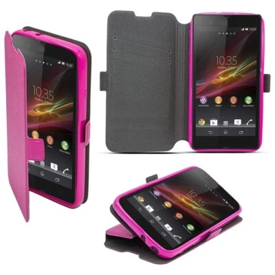 Custodia Book Cover Silicone Flip Case Libro Eco Pelle Stand Per Lg K7 Lte Rosa - Immagine 1 di 4