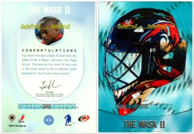 BTP BETWEEN THE PIPES 2002 KEVIN WEEKES NHL CAROLINA HURRICANES THE MASK II #M6 - Image 1 of 4