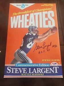Vintage Steve Largent Seahawks Signed Empty Wheaties Box PSA Autograph Auto - Picture 1 of 7
