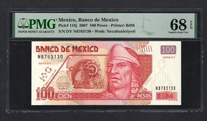 Mexico 100 Pesos 2007 P118j Uncirculated Grade 68 Top Pop - Picture 1 of 2