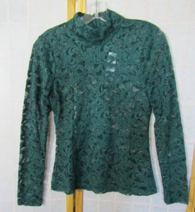 NWT White House/Black Market Sheer Lace Long Sleeve Back Zip Shirt Women's XXS - Picture 1 of 7