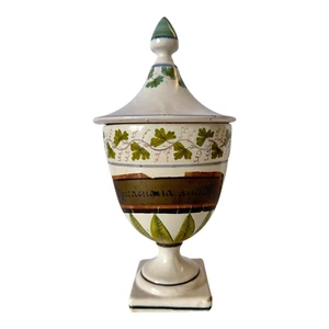 Antique Italian Majolica Pottery Apothecary Pharmacy Urn Jar with Lid - Picture 1 of 16