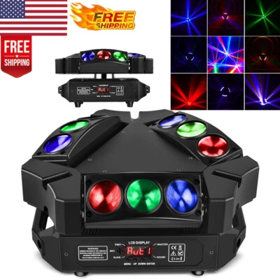 UKING Beam Spider Moving Head Stage Light 9 LED RGB DMX DJ Disco Wedding Party - Image 1 of 4