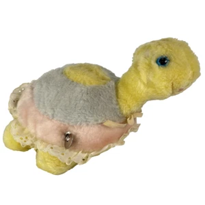Vintage Eden Toys Musical Pastel Yellow Pink Blue Turtle Plush Stuffed Works 80s - Picture 1 of 8