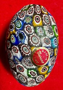 Vintage Murano Millefiori Multicolor Egg - Satin Finish - Paperweight - 3" High