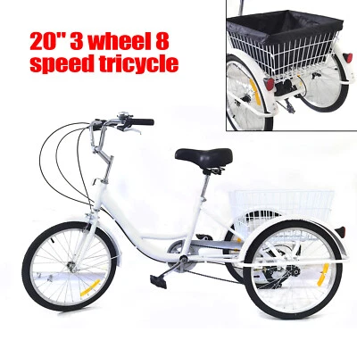 20" Dreirad für Erwachsene 8 Gang Lastenfahrrad Seniorenrad Mit Einkaufskorb DHL - Bild 1 von 4