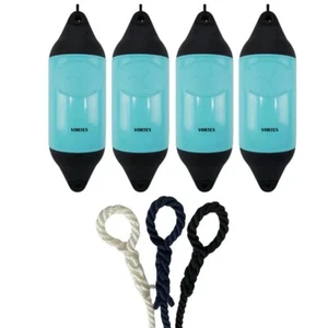 4 x HURRICANE Vortex Bootsfender: Türkis PM05 - FREE SPLICED END 10MM SEIL - Bild 1 von 2