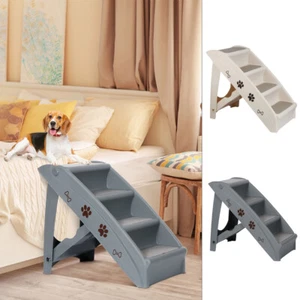 Dog Pet Stairs Support Frame for High Bed Foldable Non-slip Steps Beige/Grey - Picture 1 of 21