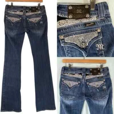 Miss Me Size 27 Wings Flap Pocket JP5010BT Medium Wash Bootcut Denim Blue Jeans - Image 1 of 4