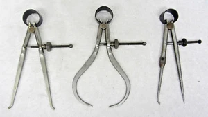 JUEGO DE PINZAS DE MAQUINISTA ARTESANO VINTAGE 3 piezas divisores de brújula interior exterior de 5" - Imagen 1 de 5