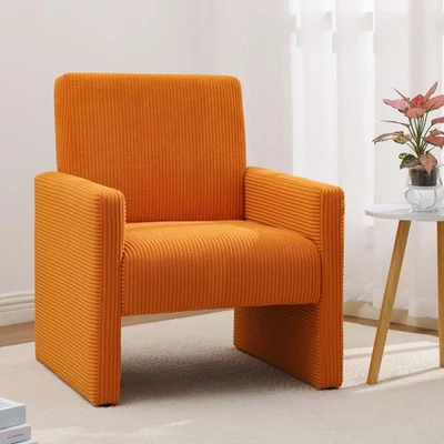 Mid-Century Modern Accent Chair, Comfy Corduroy Armchair for Small Apartments - Image 1 of 4
